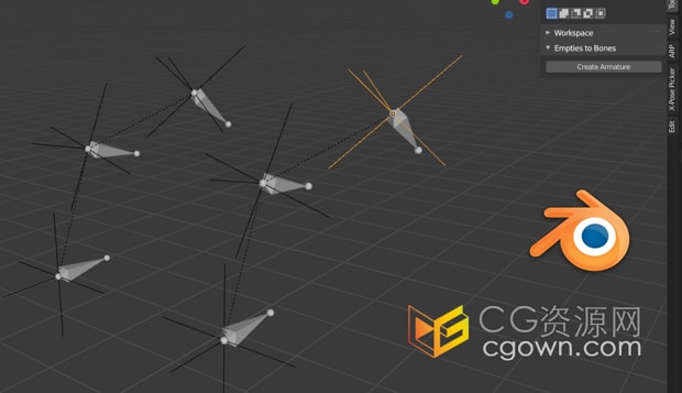 Blender插件Empties To Bones v4.5层次结构转换为骨骼