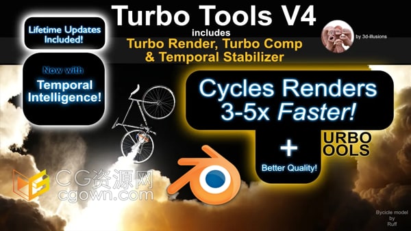 Blender插件Turbo Tools V4.1.2加快渲染速度和时间稳定器