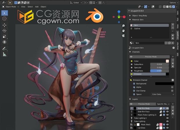 Blender插件Ucupaint v1.5.9管理渲染器的纹理层