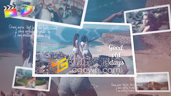 FCPX插件家庭假期旅游相册幻灯片图文展示动画视频制作下载