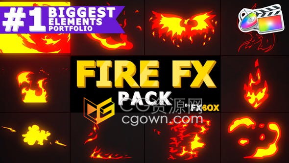 卡通2D动画FX手绘形状火焰燃烧特效动画素材效果-FCPX插件下载