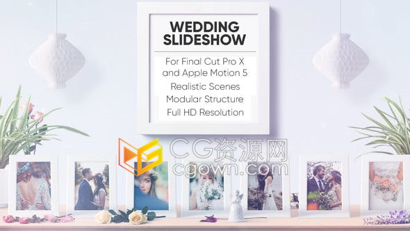 制作优雅时尚相册视频婚礼幻灯片家庭照片温暖展示动画效果-FCPX插件下载