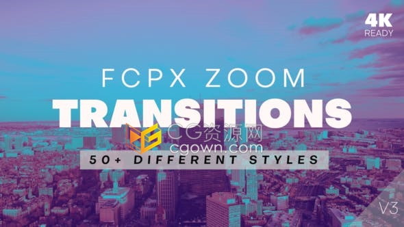 FCPX插件50种不同风格变焦3D故障转场可用制作抖音小视频特效效果