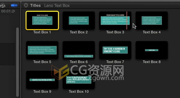 免费下载10 Text Box FCPX插件带线框动画字幕文字动画