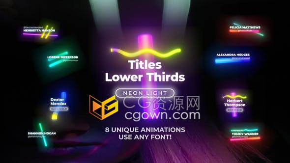 第一套FCPX插件9组霓虹灯文字标题彩色生长灯管视频字幕效果动画