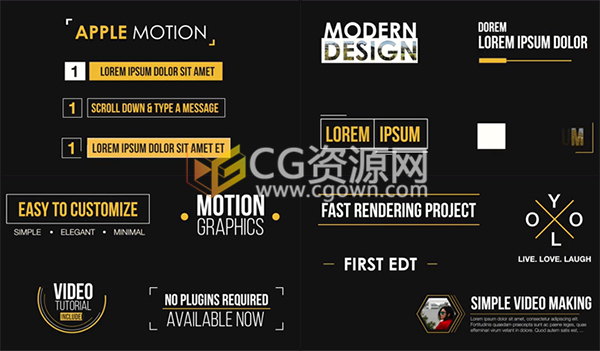 40 Lower Thirds FCPX插件 4k分辨率商务人名字幕条标题动画