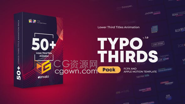 FCPX插件50种现代时尚彩色视频字幕条文字标题动画效果