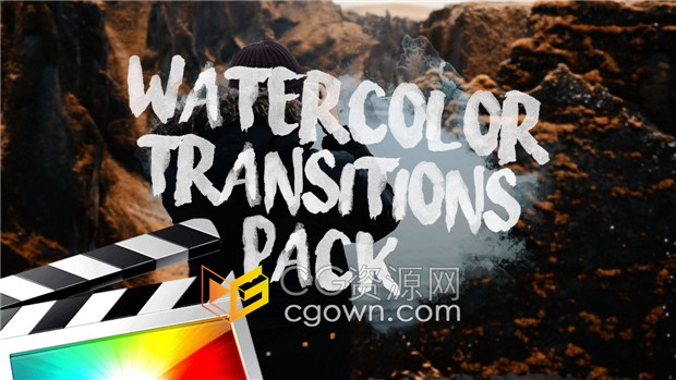 FCPX插件18种水彩油墨遮罩蒙板动画视频转场效果Watercolor Transitions