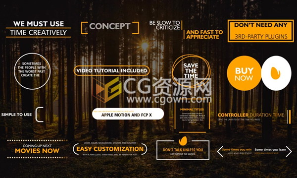 FCPX插件16种现代文字标题字幕动画带视频使用教程