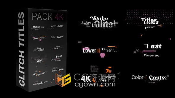 FCPX插件-4K分辨率12种效果故障特效视频字幕文字标题动画