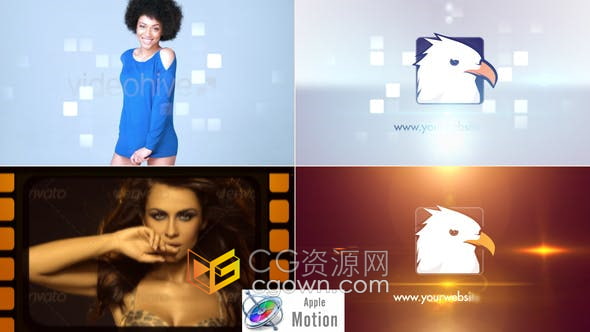 FCPX插件与AppleMotion模板-快速幻灯片时尚现代视频片头LOGO动画