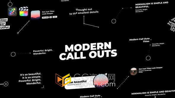 Modern Call Outs FCPX插件 12组呼叫指示线条视频字幕动画
