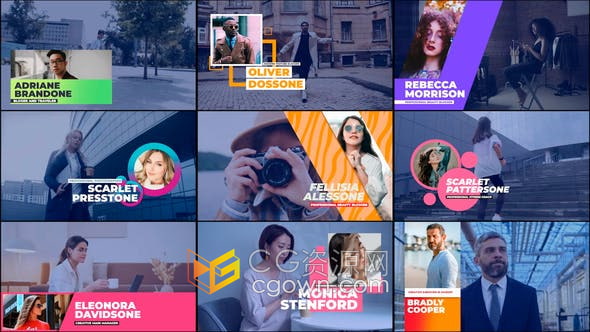 FCPX插件-9组带照片头像图形动画设计视频字幕条效果