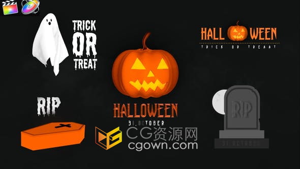 Halloween Spooky Titles FCPX插件万圣节幽灵主题文字标题动画