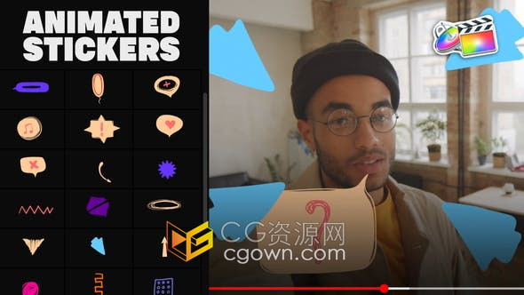 FCPX插件-37组手绘动画卡通箭头泡泡涂鸦抽象动画元素视频