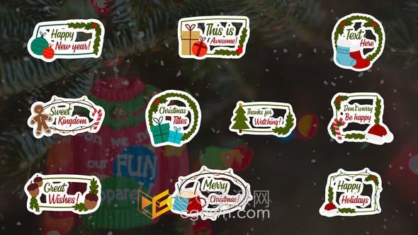 FCPX插件-10组圣诞节元素设计文字标题视频字幕Christmas Titles 4K