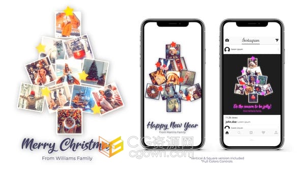 FCPX插件-照片拼贴成圣诞树效果动画媒体短小视频制作