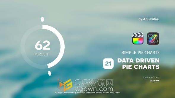 FCPX插件-26个简约数据图表模板图形分析饼图进度读取圆圈屏幕可视化