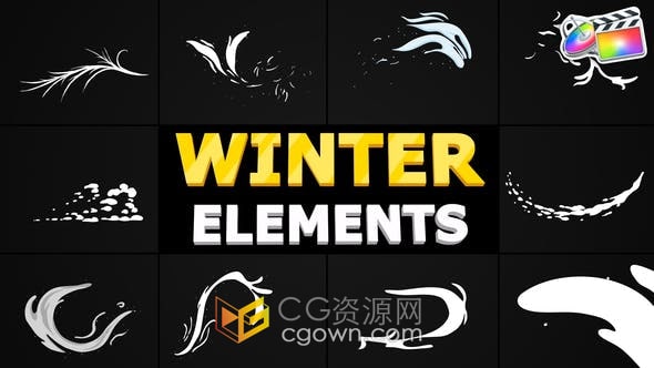 22组手绘冬季元素MG动画制作视频为北京冬奥会加油-FCPX插件