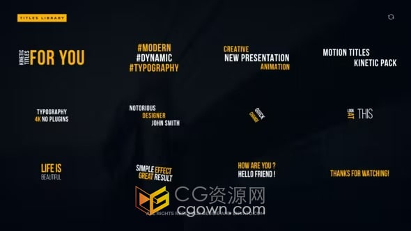 4K分辨率动态排版介绍标题动画12种效果FCPX插件