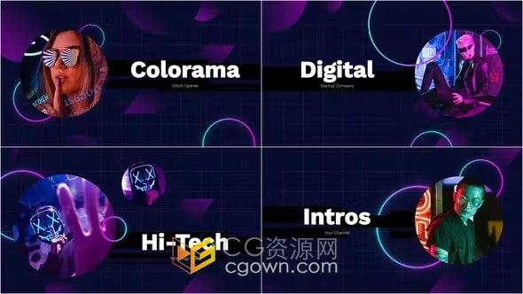 Colorama Glitch Opener FCPX插件时尚赛博朋克数字故障动画视频模板