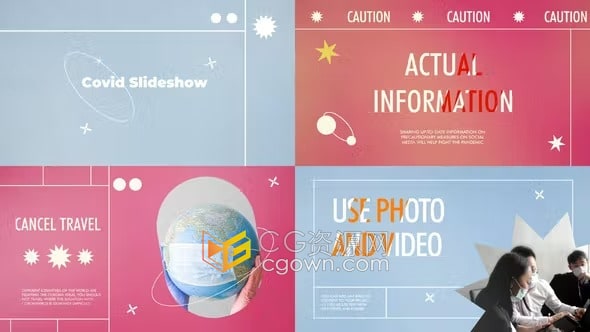 FCPX插件冠状病毒主题模板制作积极防护保护自己戴口罩勤洗手介绍视频