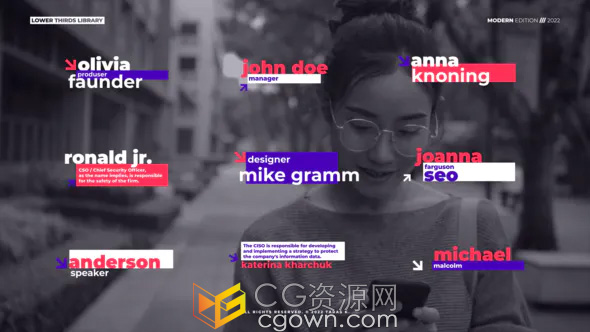 Modern Lower Thirds FCPX插件9组视频字幕条动画