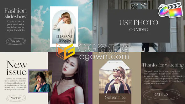 Fashion Slideshow FCPX插件时尚幻灯片视频制作模板