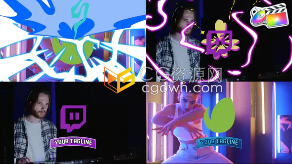 2D卡通手绘动漫图形动画特效LOGO视频片头-FCPX插件