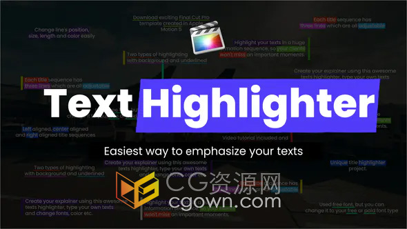 Highlight Texts – Explainer FCPX插件36个高亮突出显示文字标题视频字幕