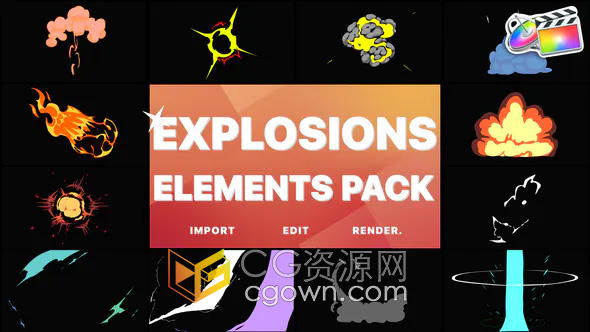 Anime Explosion FCPX插件卡通动画爆炸效果12种