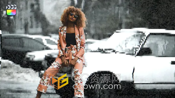 Glitch Mask Transitions FCPX插件自定义遮罩局部故障特效转场切换