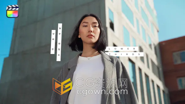 Lower Thirds FCPX插件8组动画文字标题字幕条效果