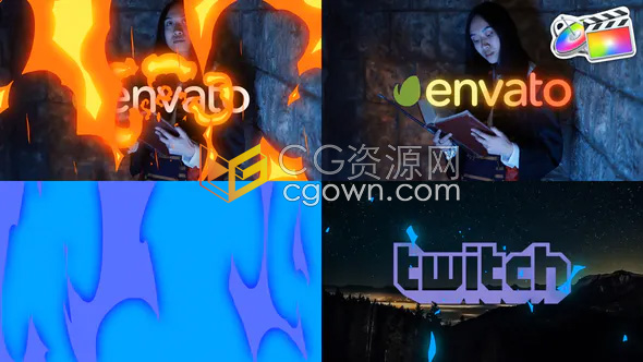 卡通特效火焰效果LOGO动画视频片头FCPX插件