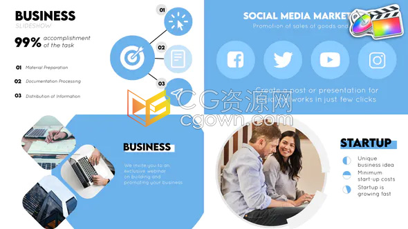 Business Scenes FCPX插件企业宣传片商业介绍视频动画制作