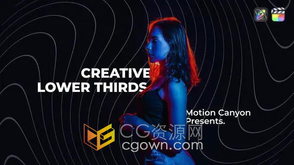 8组创意设计字幕条标题动画4K分辨率FCPX插件