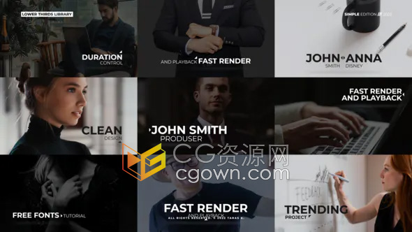 Simple Lower Thirds FCPX插件9组简约文字标题动画