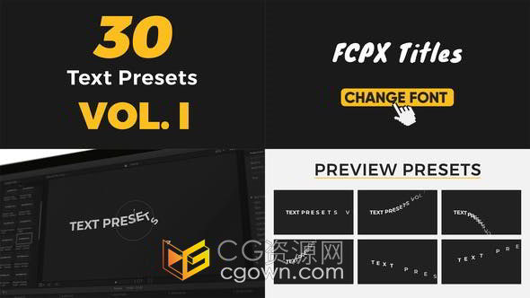 Text Presets Vol1 FCPX插件文本预设文字标题动画30组