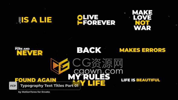 Typography Text Titles FCPX插件文字排版标题动画字幕4K分辨率