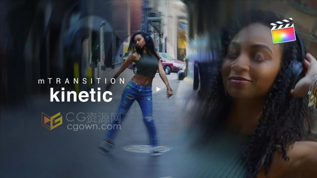 50组动态转场预设快闪缩放旋转带标题FCPX插件mTransition Kinetic