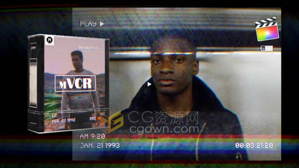 mVCR FCPX插件复古磁带录像机画面录制播放损坏30种视觉效果