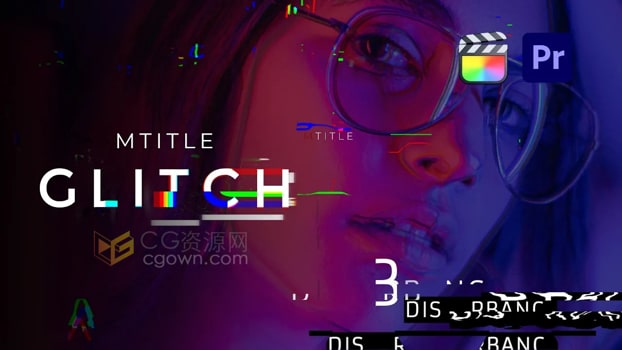 FCPX插件-30个动态故障失真毛刺特效文字标题字幕动画预设