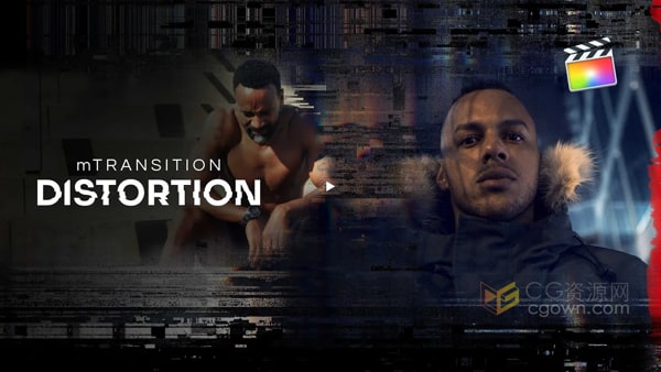 50种不同的故障扭曲拉伸失真产生视觉效果转场转场预设-FCPX插件