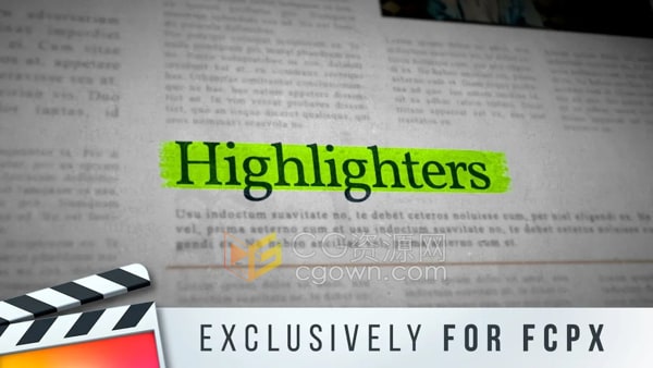 Highlighters FCPX插件33个圈出删除线方框标注文字高亮突出显示动画预设