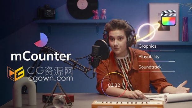 mCounter FCPX插件20组数字计数器倒计时动画