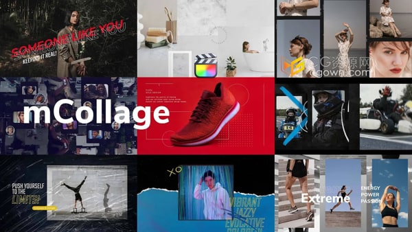 mCollage FCPX插件160多混合搭配相框拼贴文字排版视频画面动画预设