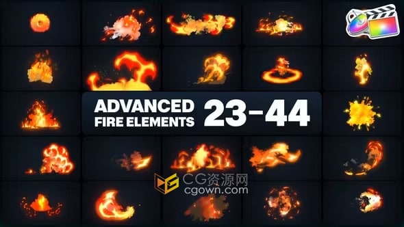 82组火焰燃烧烟雾特效元素动画FCPX插件Fire Elements