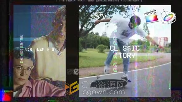 FCXP插件9种转场特效支持垂直和方形屏幕VHS Transitions