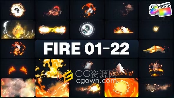 FCPX插件95组卡通火焰烟雾特效动画元素Advanced Fire Elements