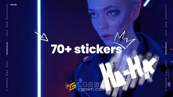 FCPX插件71个卡通元素动画箭头线条形状Animated Stickers Pack